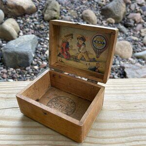 Antique Wood Box Clarks ONT Spool Cotton Advertising Piece